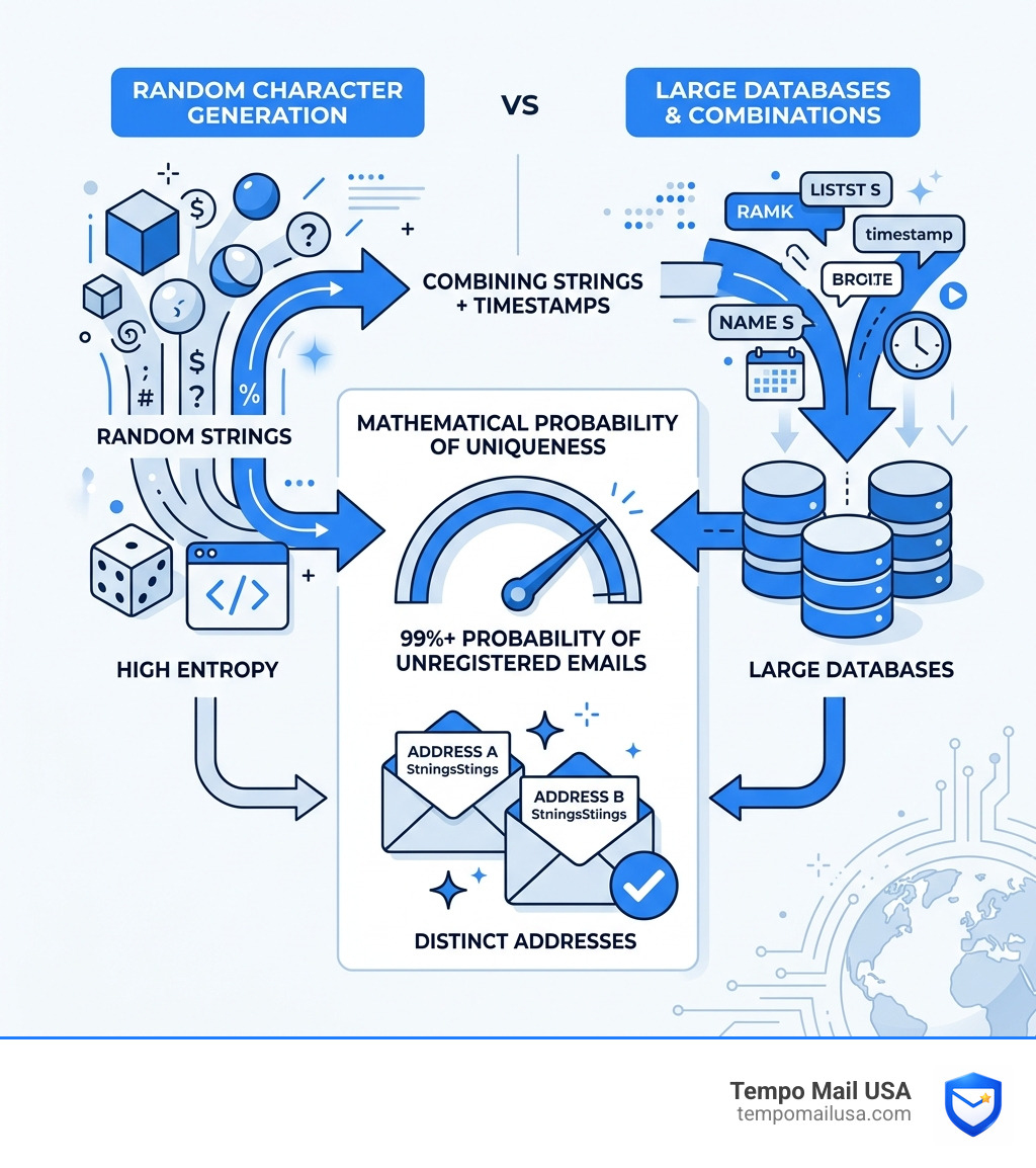 infographic showing the 99 percent probability of unregistered emails with random generators - random email address